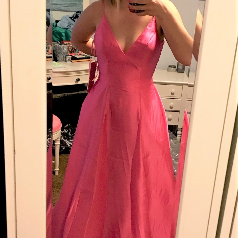 NEW JVN prom satin gown in hot pink